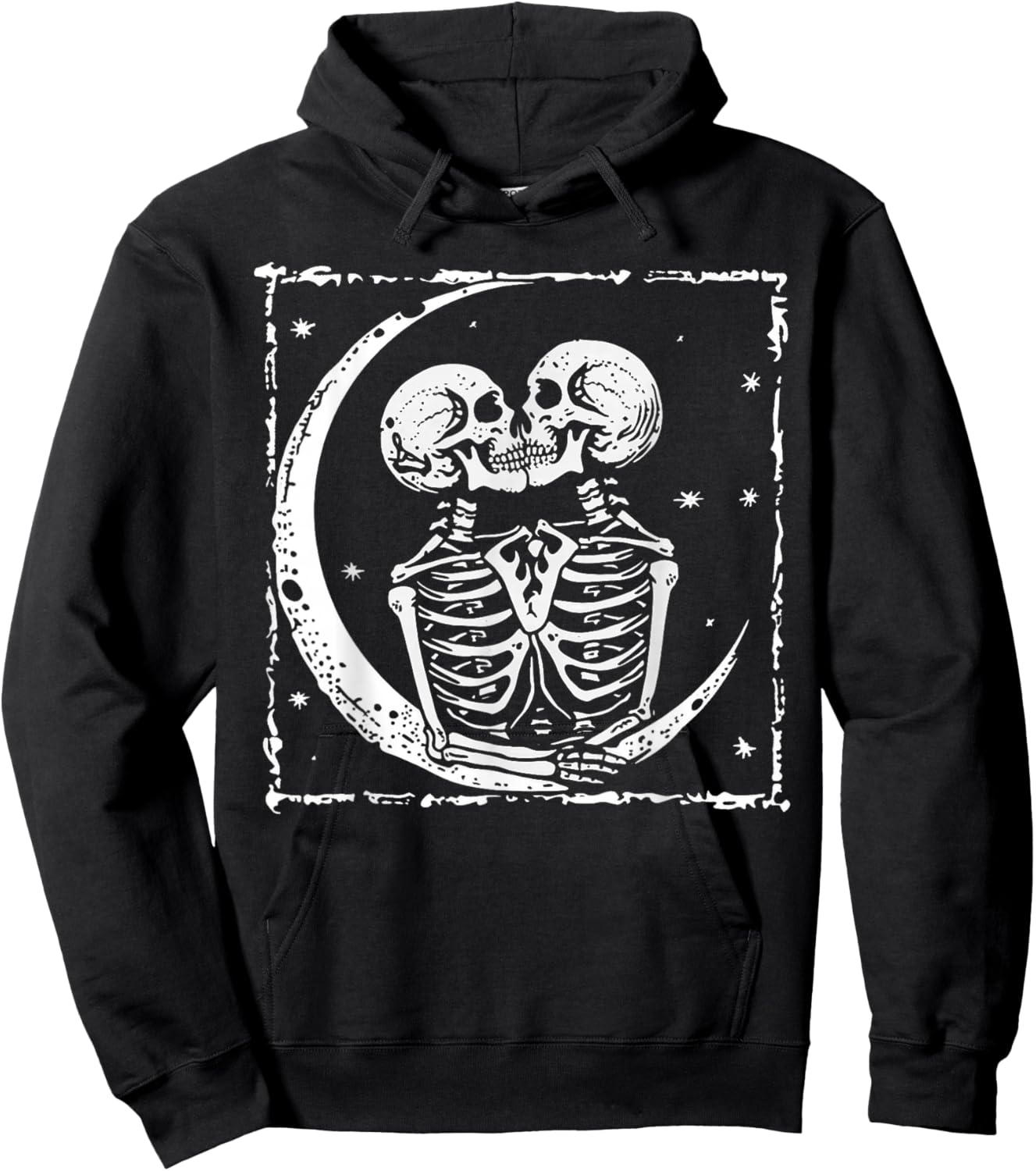 Moon Skeleton Couple Kiss Cute Halloween Costume Women Men Hoodie - Hoodie | Black