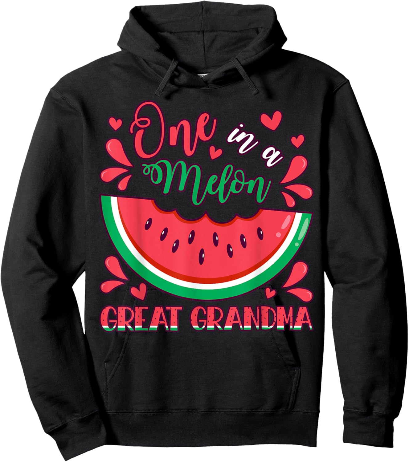 One in a Melon Great Grandma Birthday Party Matching Family Hoodie - Hoodie | Black
