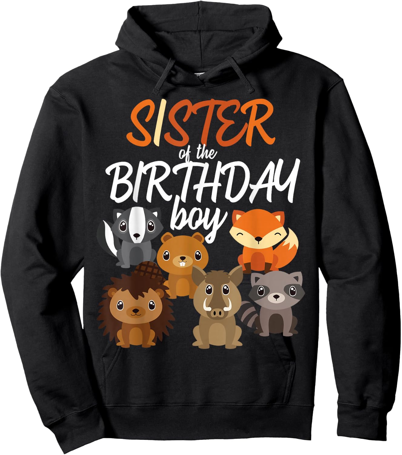 Sister Of The Birthday Boy Woodland Party Matching Family Hoodie - Hoodie | Black