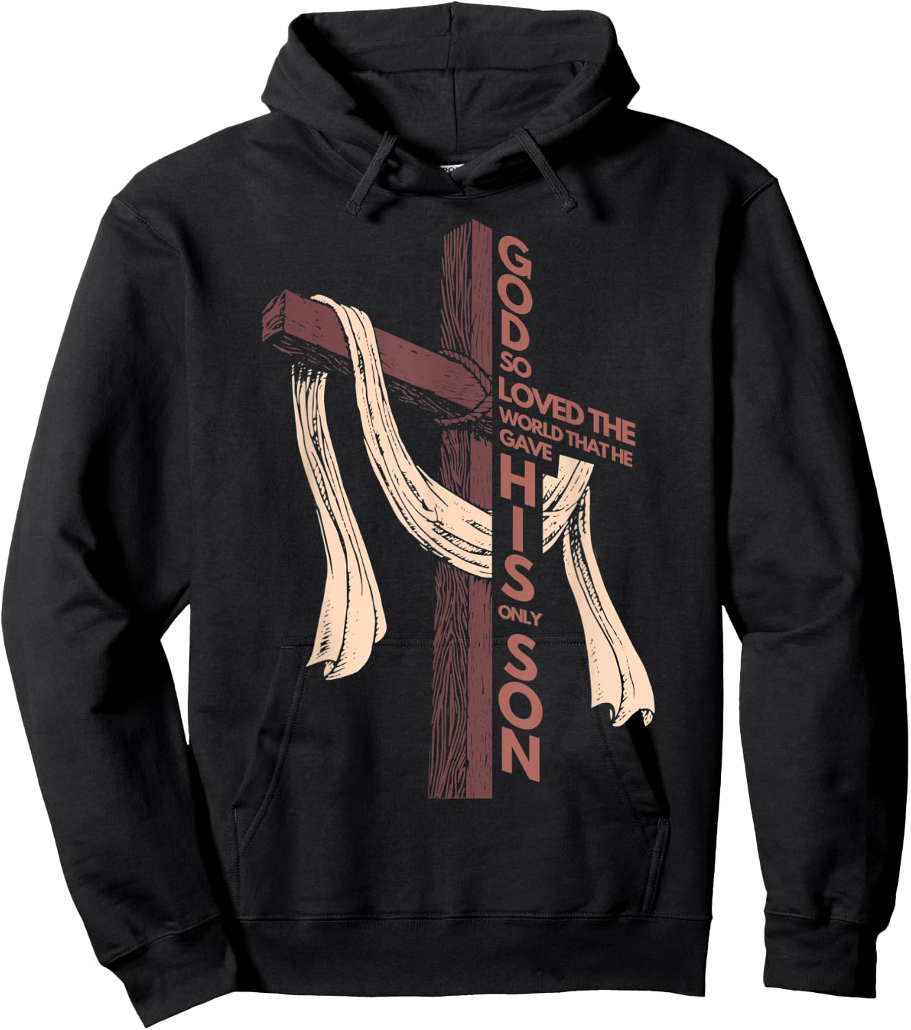 John 3:16 Christian Cross Bible Hoodie - Hoodie | Black
