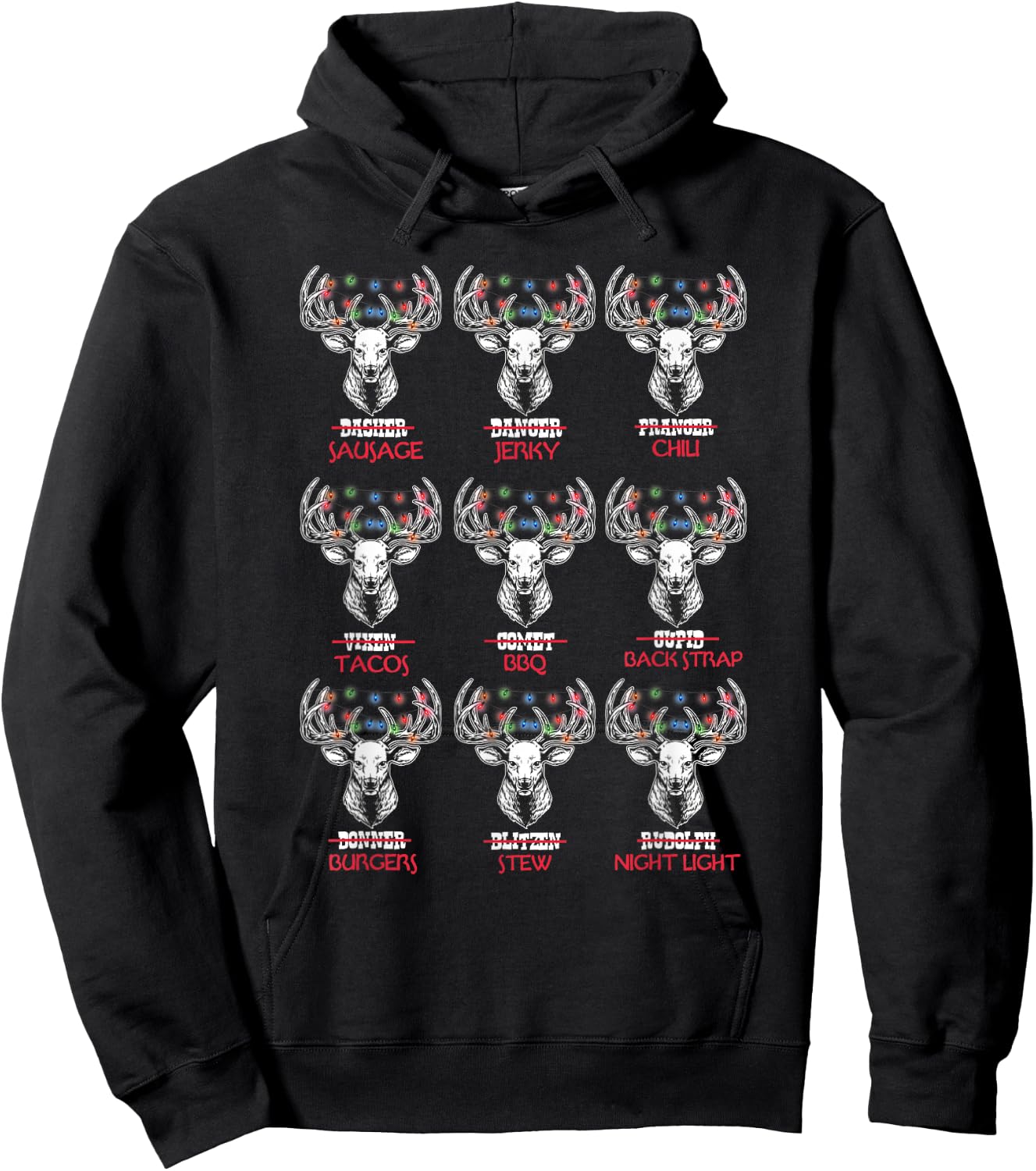 Funny Christmas Deer Bow Hunting Santa Men Women Hunter Hoodie - Hoodie | Black
