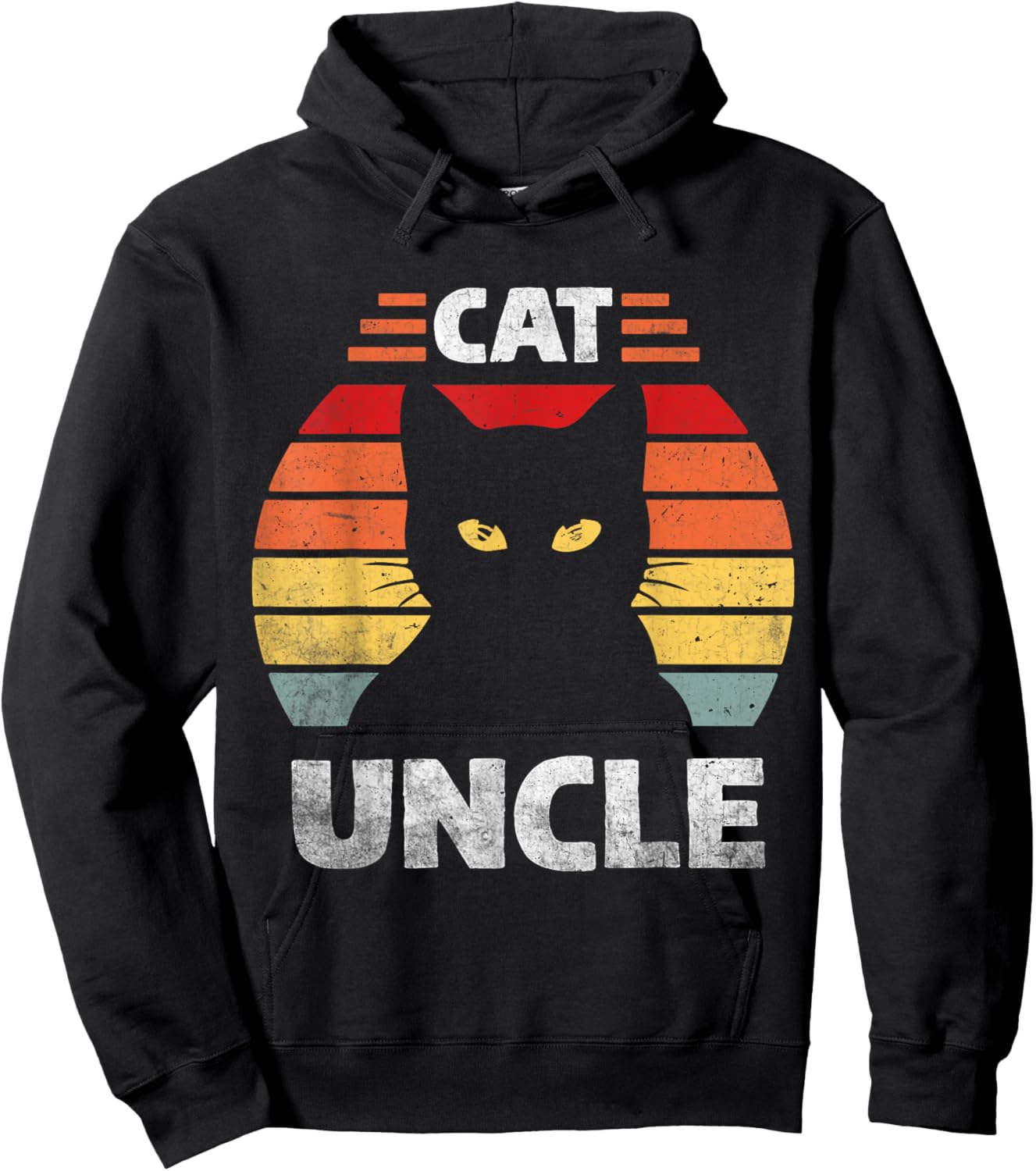 Cat Uncle Black Cat Men Cat Lover Retro Cat Themed Funn Hoodie - Hoodie | Black