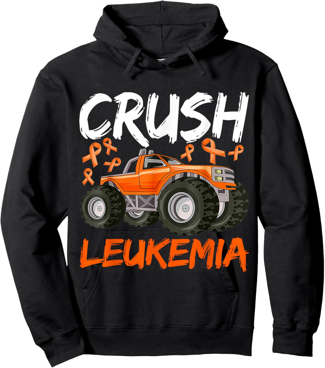 Monster Truck Orange Leukemia Awareness For Boy Kids Toddler Hoodie - Hoodie | Black