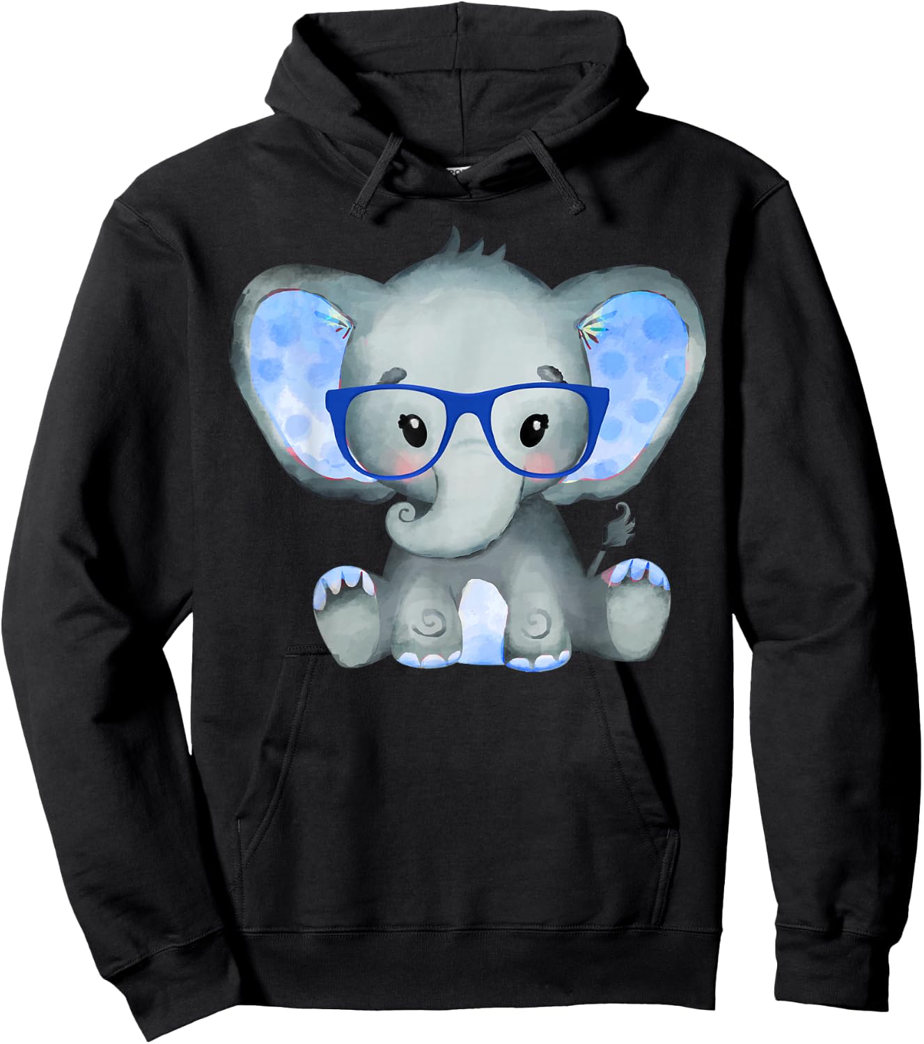 Cute Boy Baby Elephant Wearing Blue Glasses Gift Kids Hoodie - Hoodie | Black