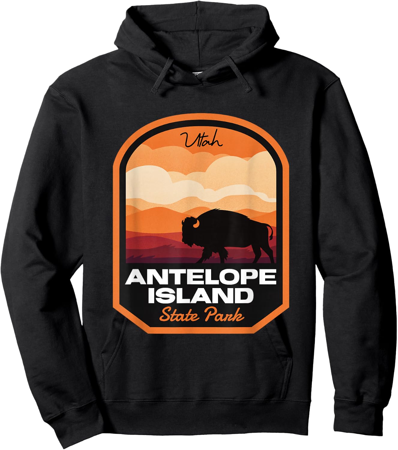 Antelope Island State Park UT Bison Hoodie - Hoodie | Black