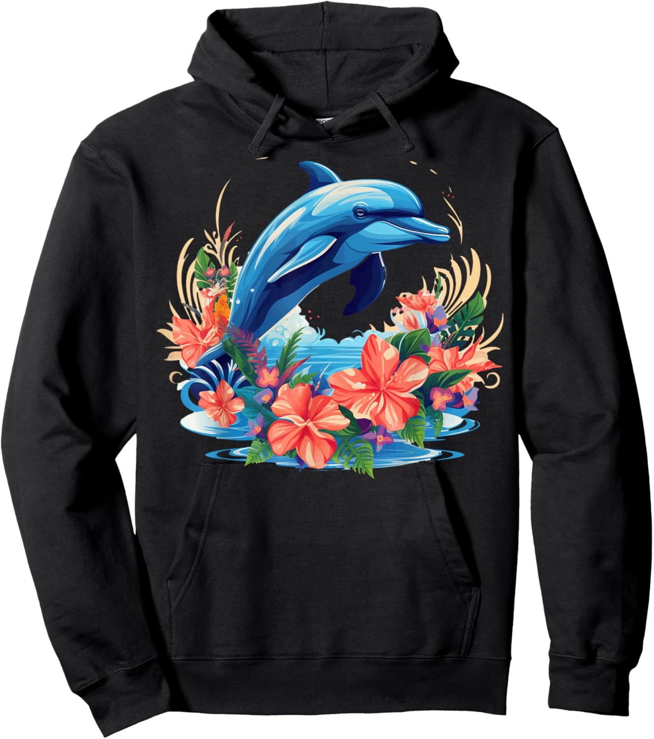 Dolphin Hawaiian Hoodie - Hoodie | Black