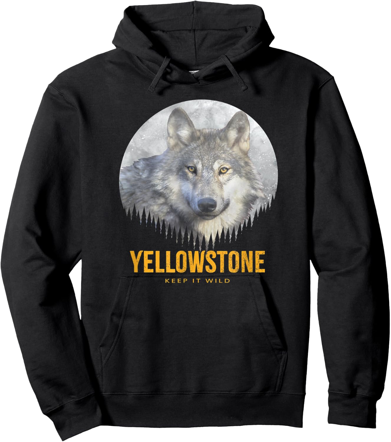 Yellowstone Wild Gray Wolf American Wolf Hoodie - Hoodie | Black