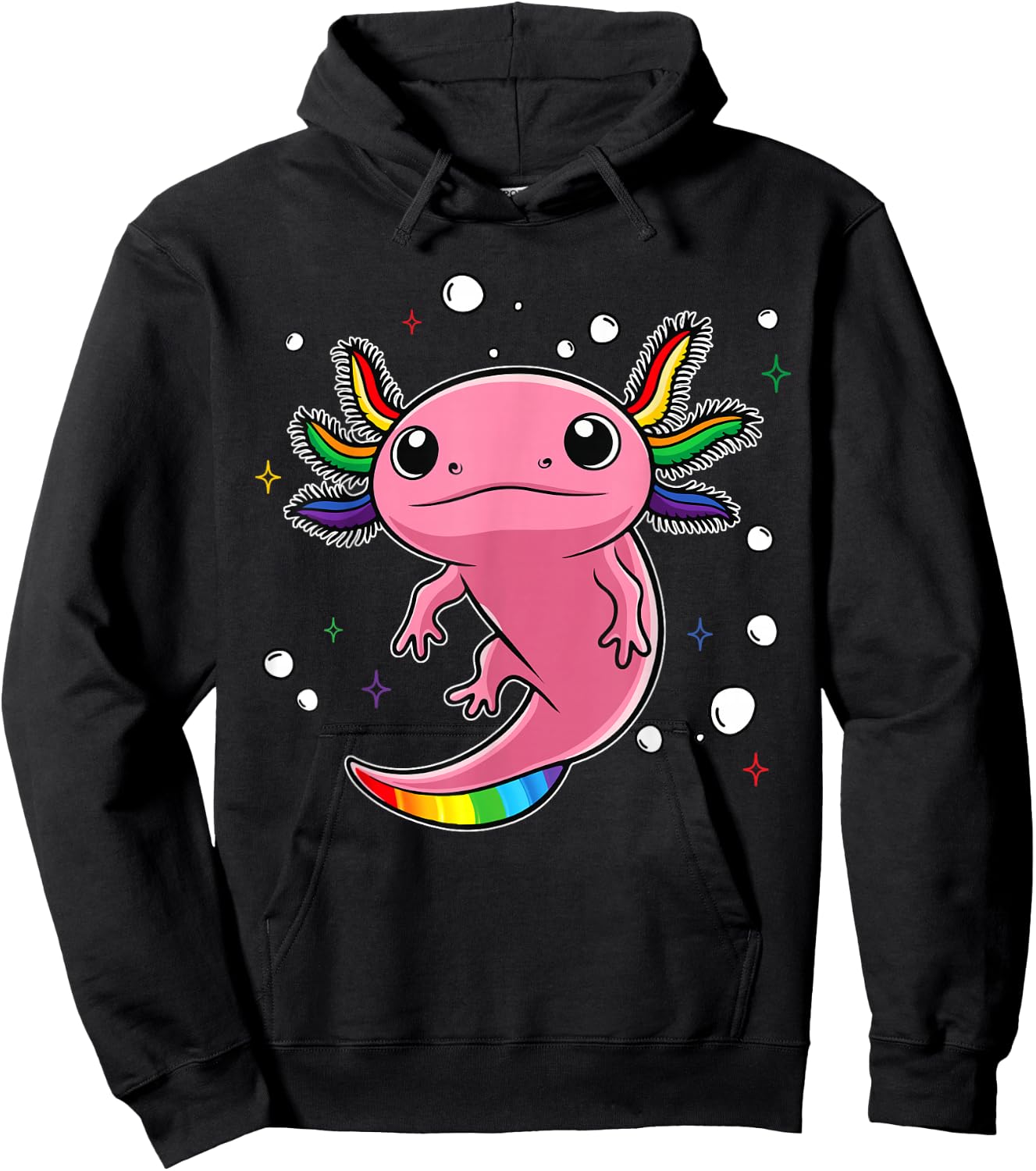 Cute Ally Axolotl Be Kind Gay Rainbow LGBTQ Flag Gay Pride Hoodie - Hoodie | Black