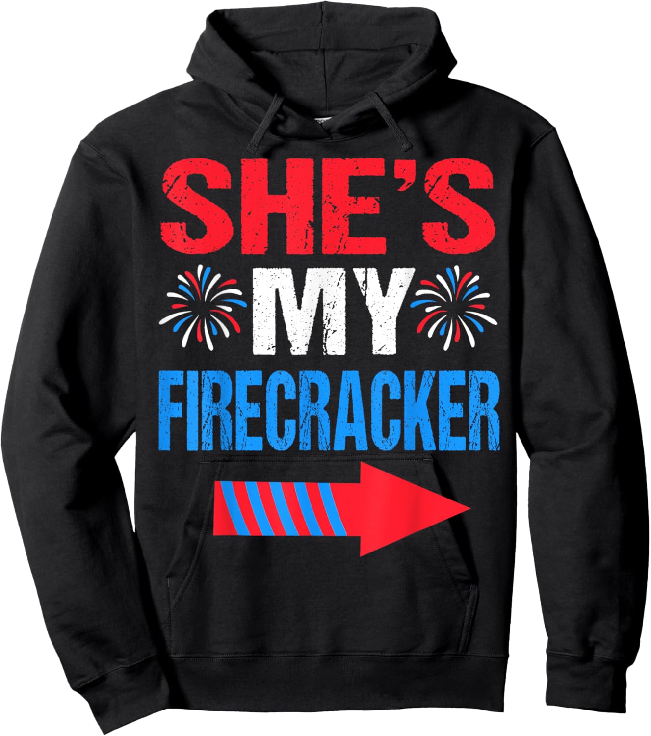 She's my Firecracker Matching 4th Of July Shirts For Couples Hoodie - Hoodie | Black