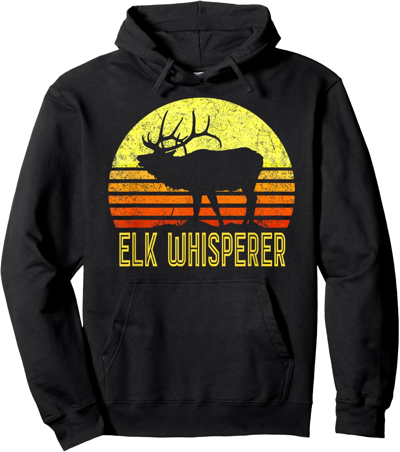 American Elk Hunter Dad Vintage Retro Sun Bow Hunting Gift Hoodie - Hoodie | Black