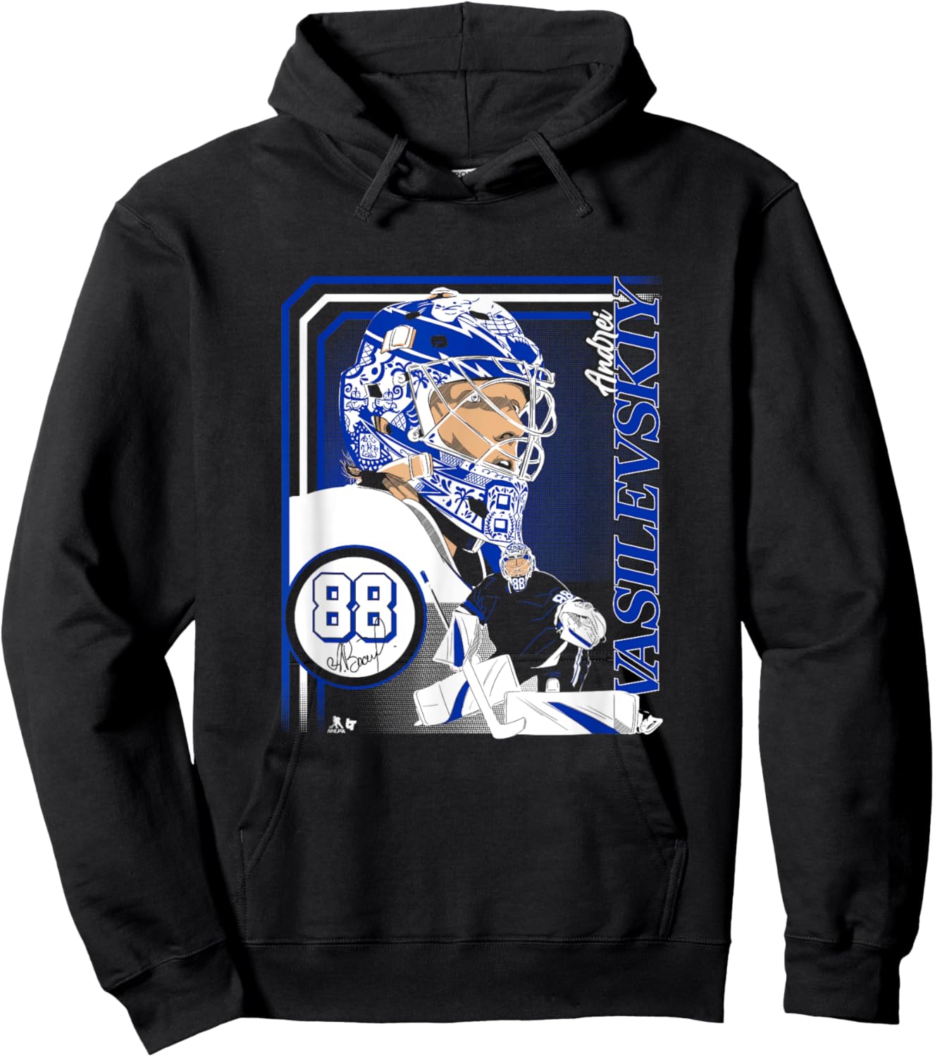Andrei Vasilevskiy: Collage Frame - Tampa Bay Hockey Hoodie - Hoodie | Black