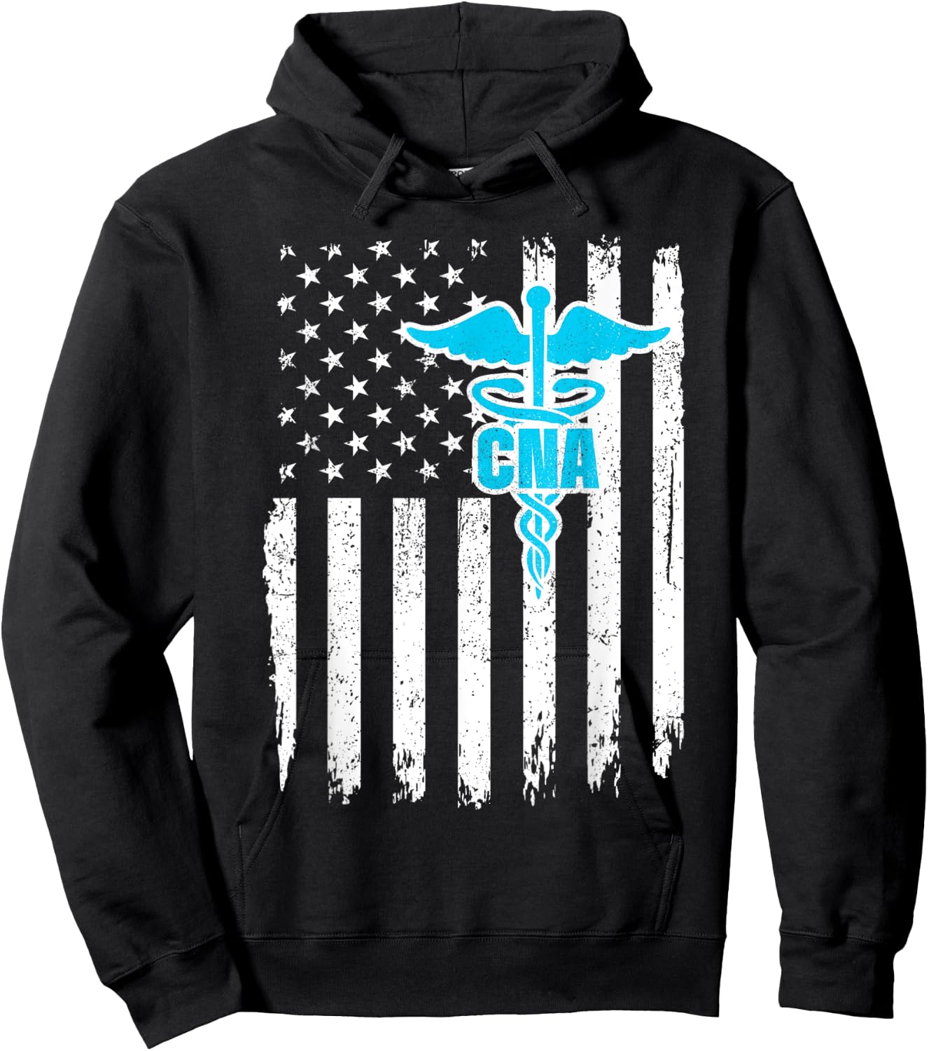 CNA USA Flag Certified Nursing Assistant Men Hoodie - Hoodie | Black