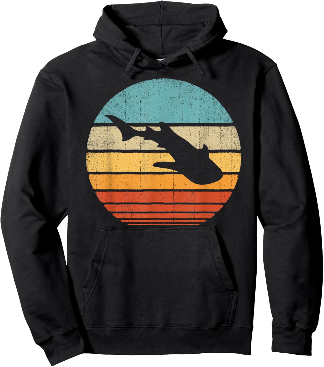 Whale Shark Retro Vintage 60s 70s Sunset Sea Animal Lovers Hoodie - Hoodie | Black