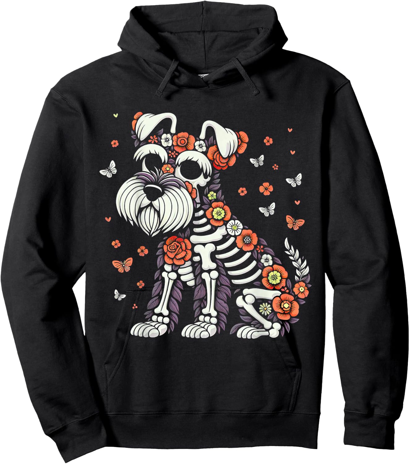 Dia de Los Muertos Schnauzer Sugar Skull Mexican Dogs Lovers Hoodie - Hoodie | Black