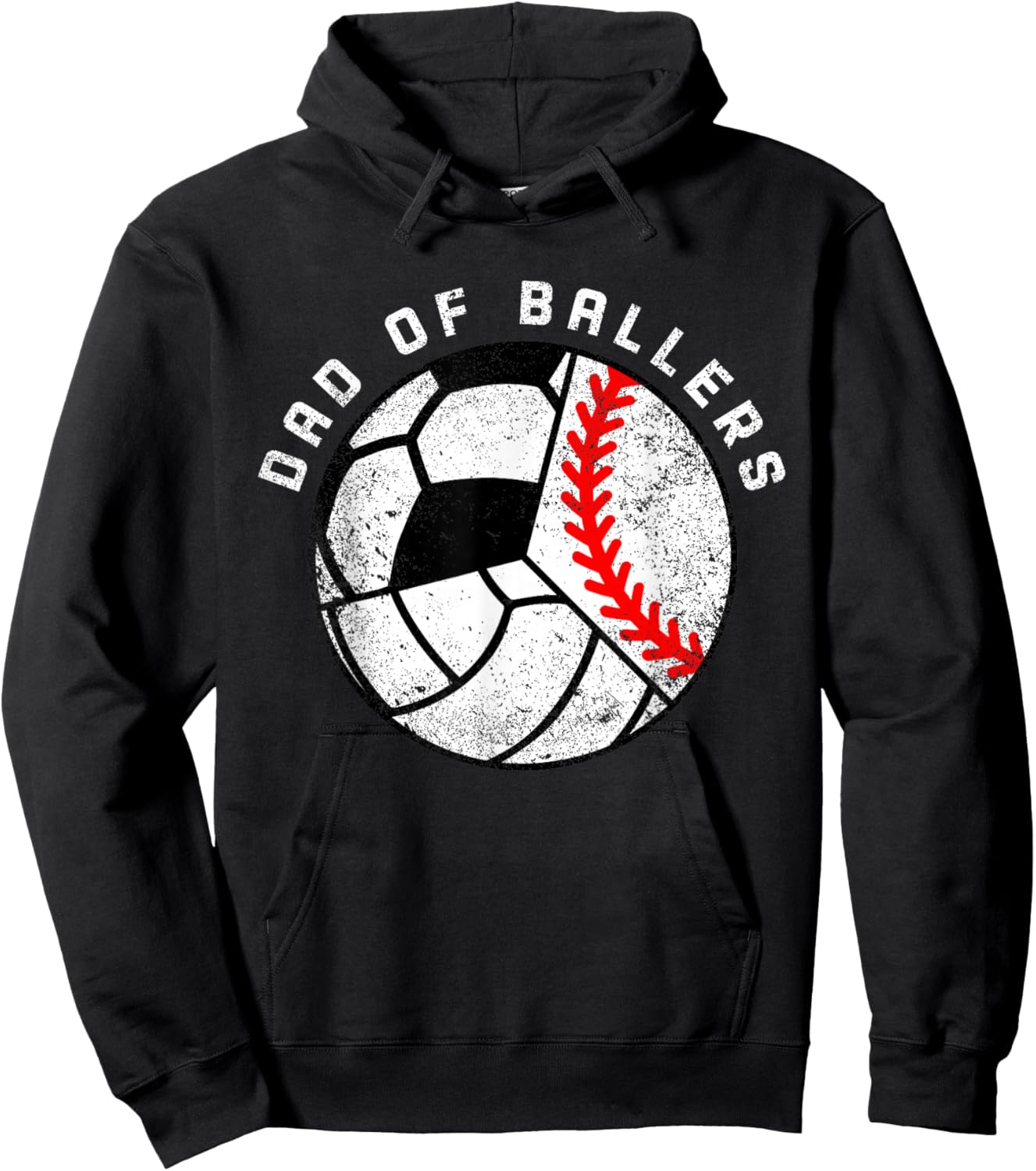Dad Of Ballers Funny Baseball Volleyball Soccer Dad Hoodie - Hoodie | Black