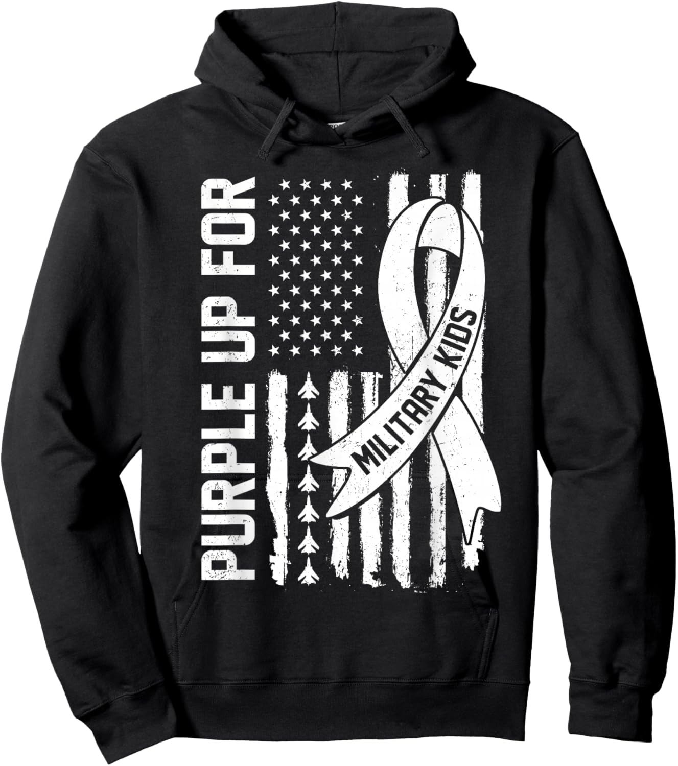 Purple Up For Military Kids Military Child Month Boys Girls Hoodie - Hoodie | Black