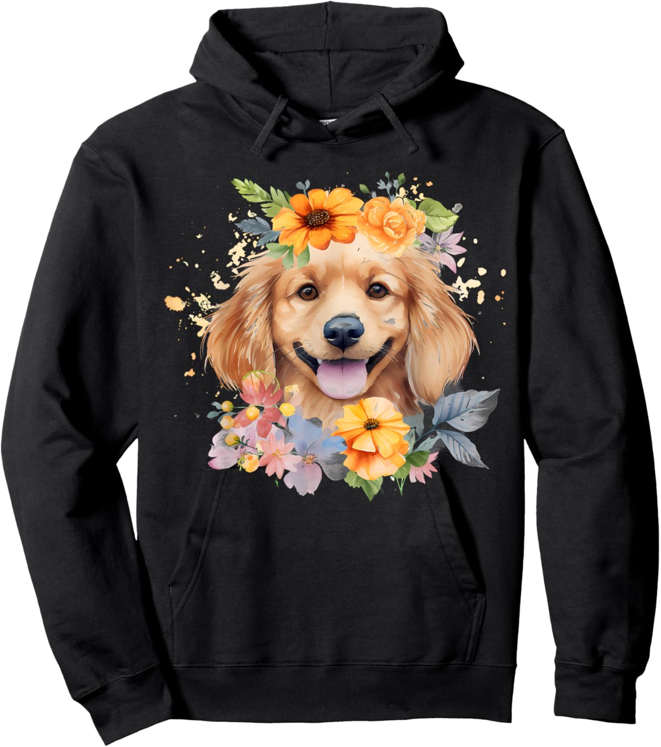 Watercolor English Cocker Spaniel Puppy Hoodie - Hoodie | Black