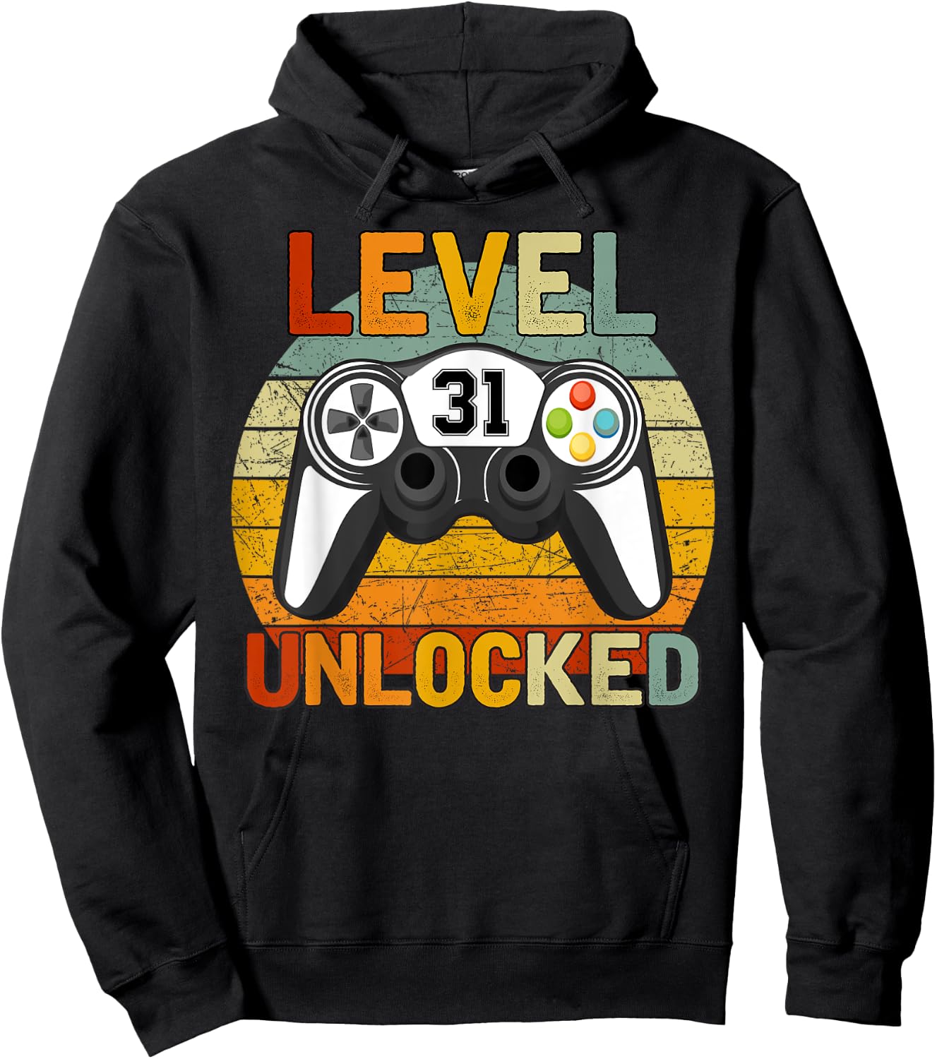 Level 31 Unlocked 31 Years Old Retro 31st Birthday Gift Hoodie - Hoodie | Black