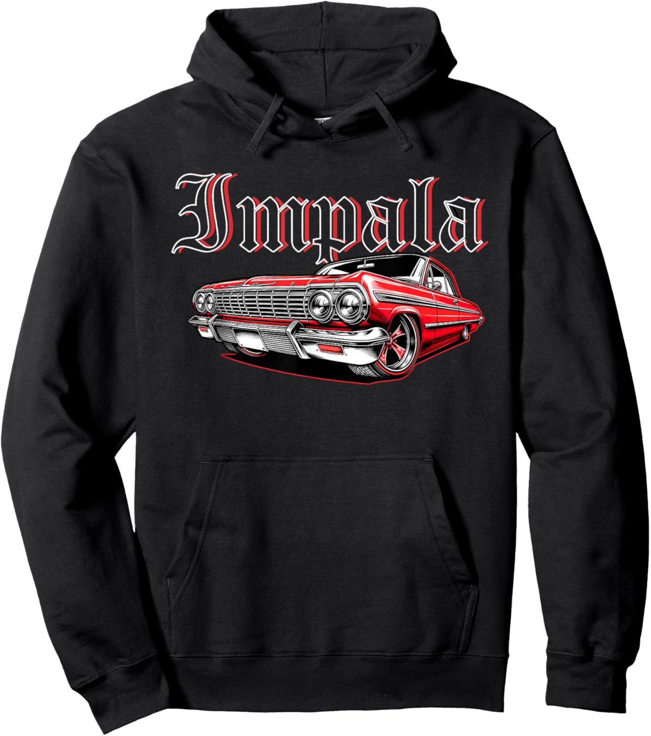 Old School Impala Muscle Car Hot Rod Vintage Classic Car Hoodie - Hoodie | Black