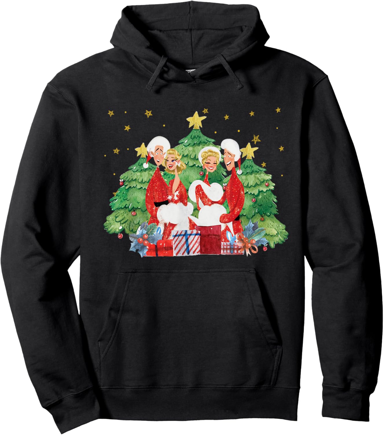 Vintage Retro Christmas Holiday White Movie 1954 80s Song Hoodie - Hoodie | Black