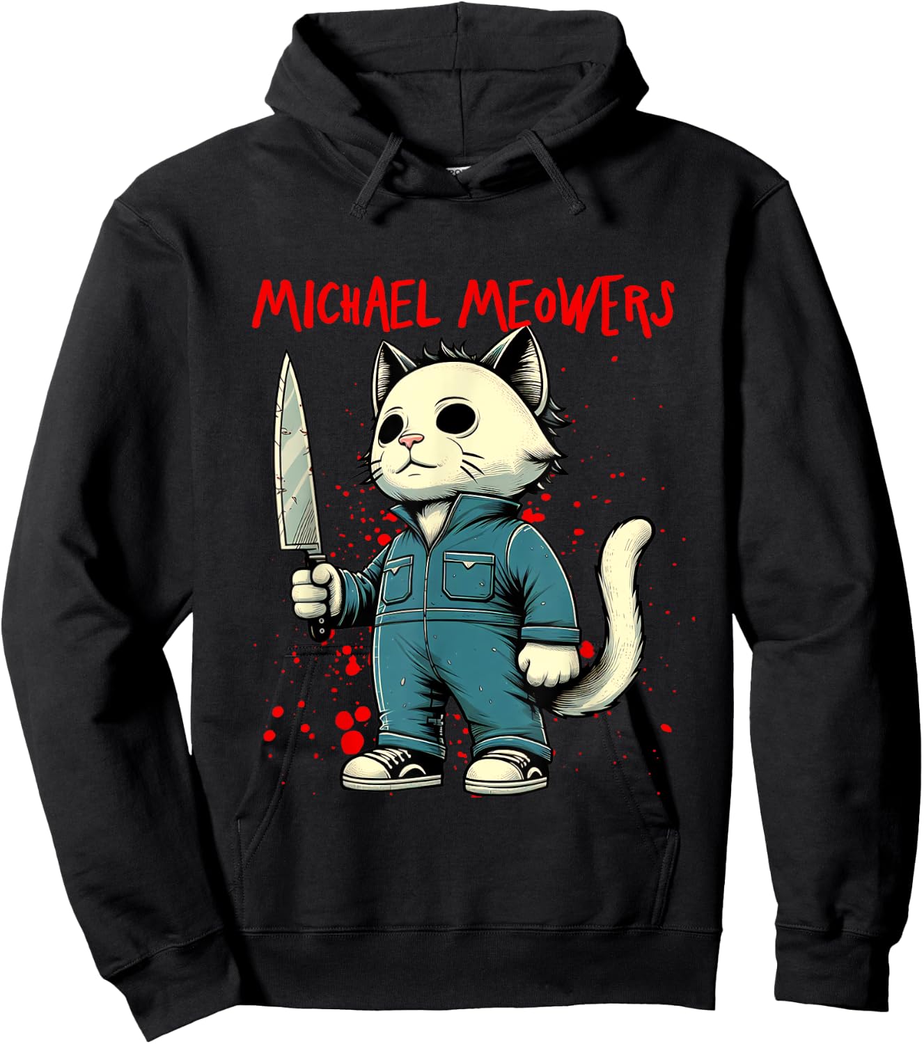 Funny Cat Horror Movies Cute Halloween for Cat Kitty Lovers Hoodie - Hoodie | Black