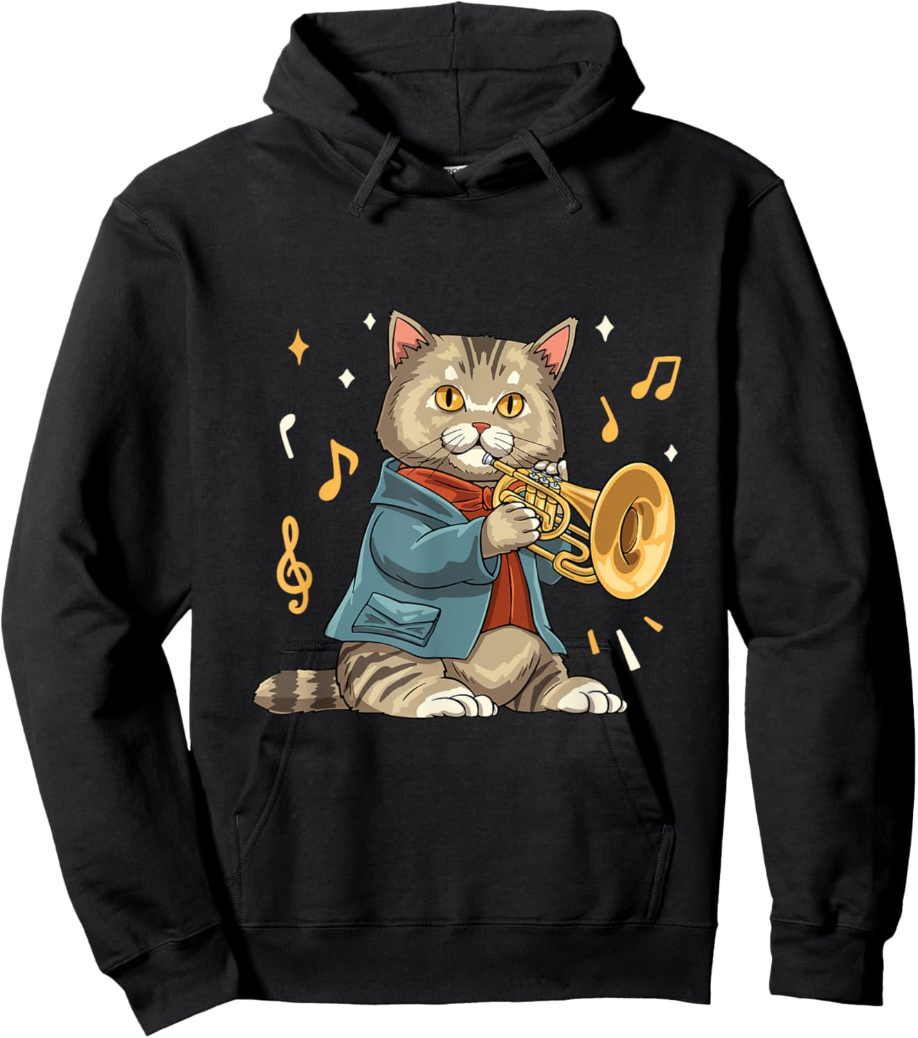 Mellophonist Musical Instrument Mellophone Player Cat Hoodie - Hoodie | Black
