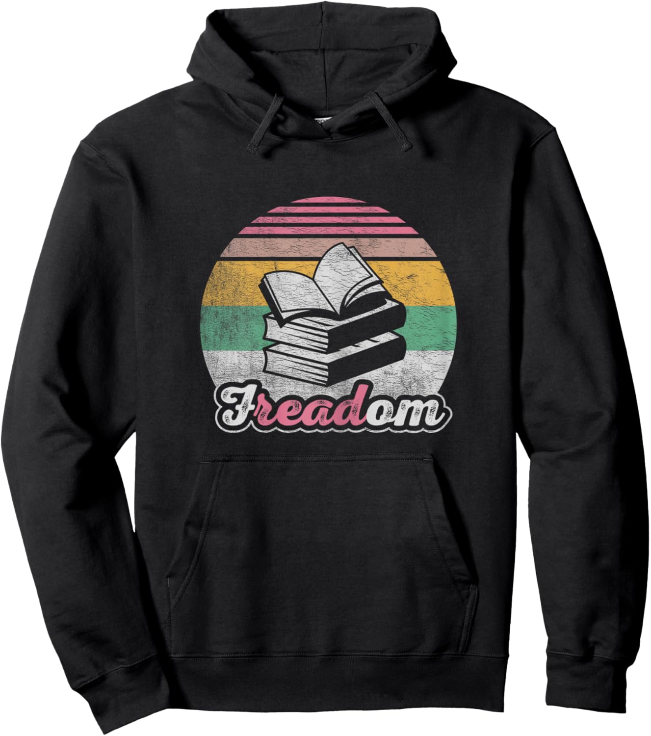 Retro Vintage fREADom Anti Ban Books Freedom To Read Hoodie - Hoodie | Black