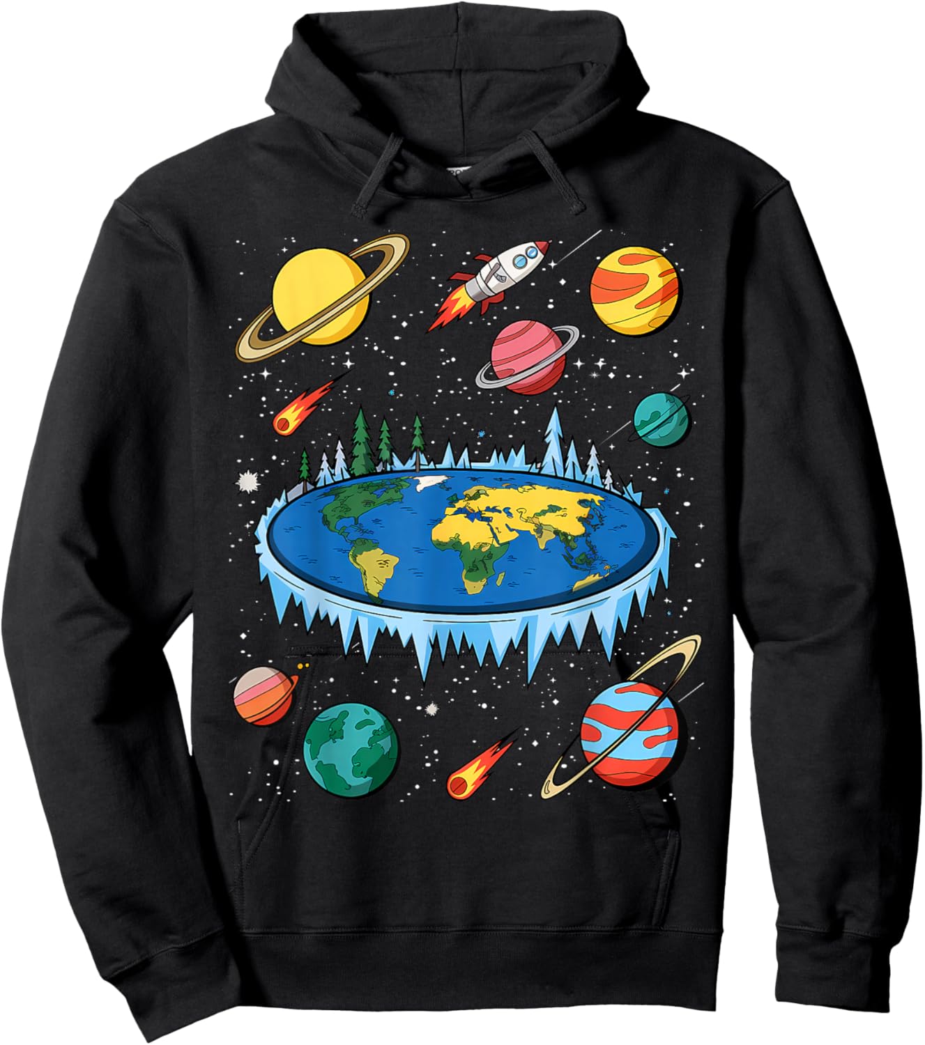 Flat Earth Map Model Globe Conspiracy Believer Hoodie - Hoodie | Black
