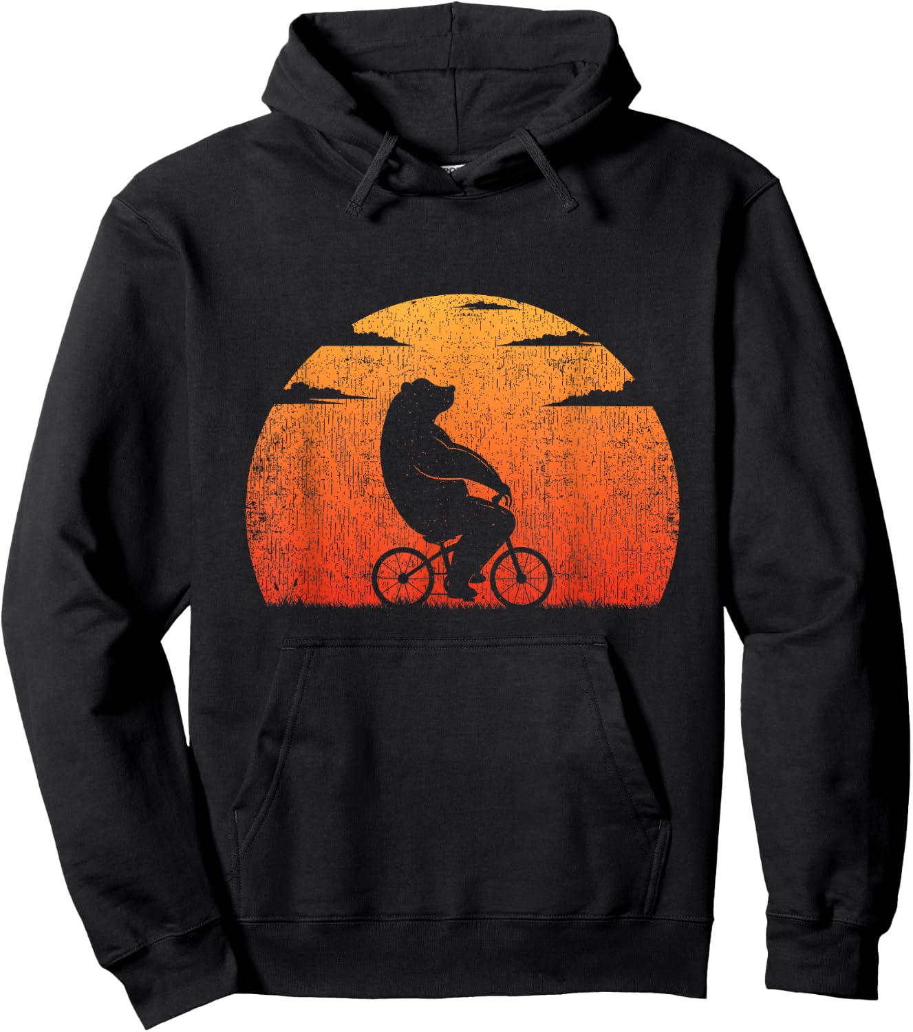 Vintage Funny Bear Cycling Mountain Bike Retro Bicycle Hoodie - Hoodie | Black