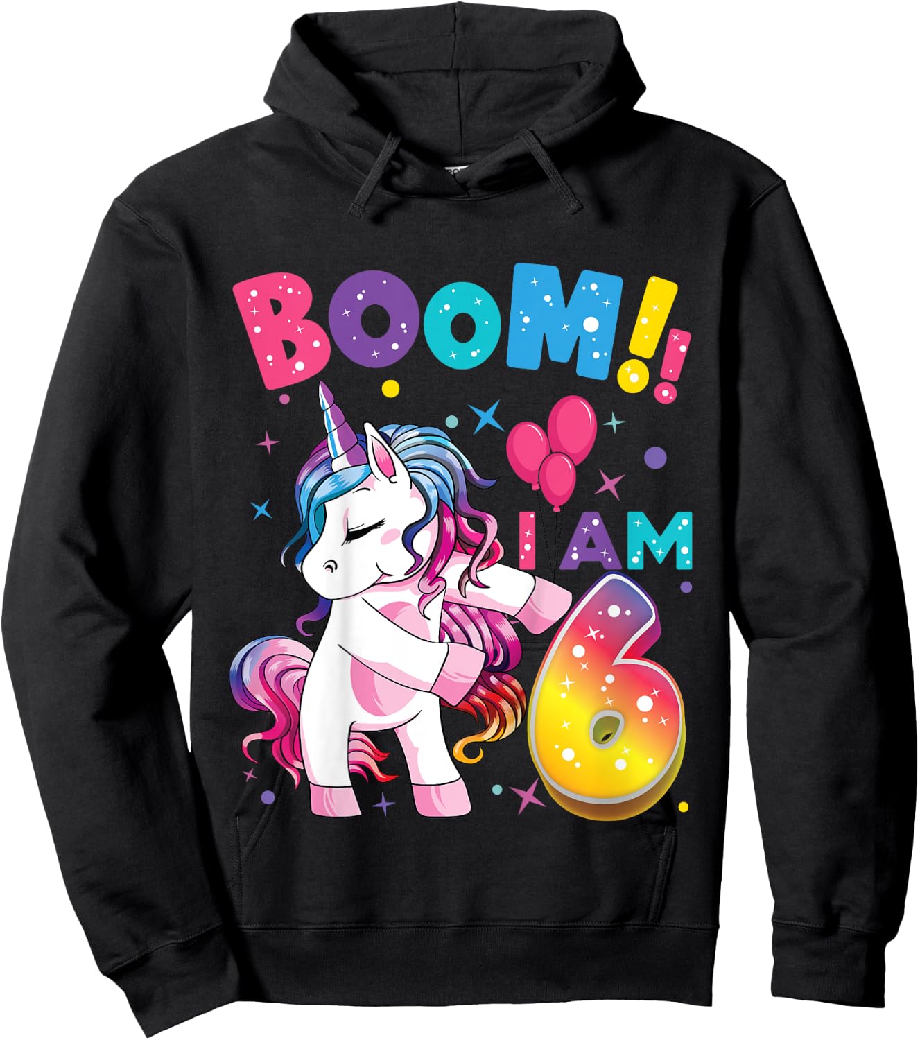 6 Years Old Unicorn Flossing 6th Birthday Girl Unicorn Party Hoodie - Hoodie | Black