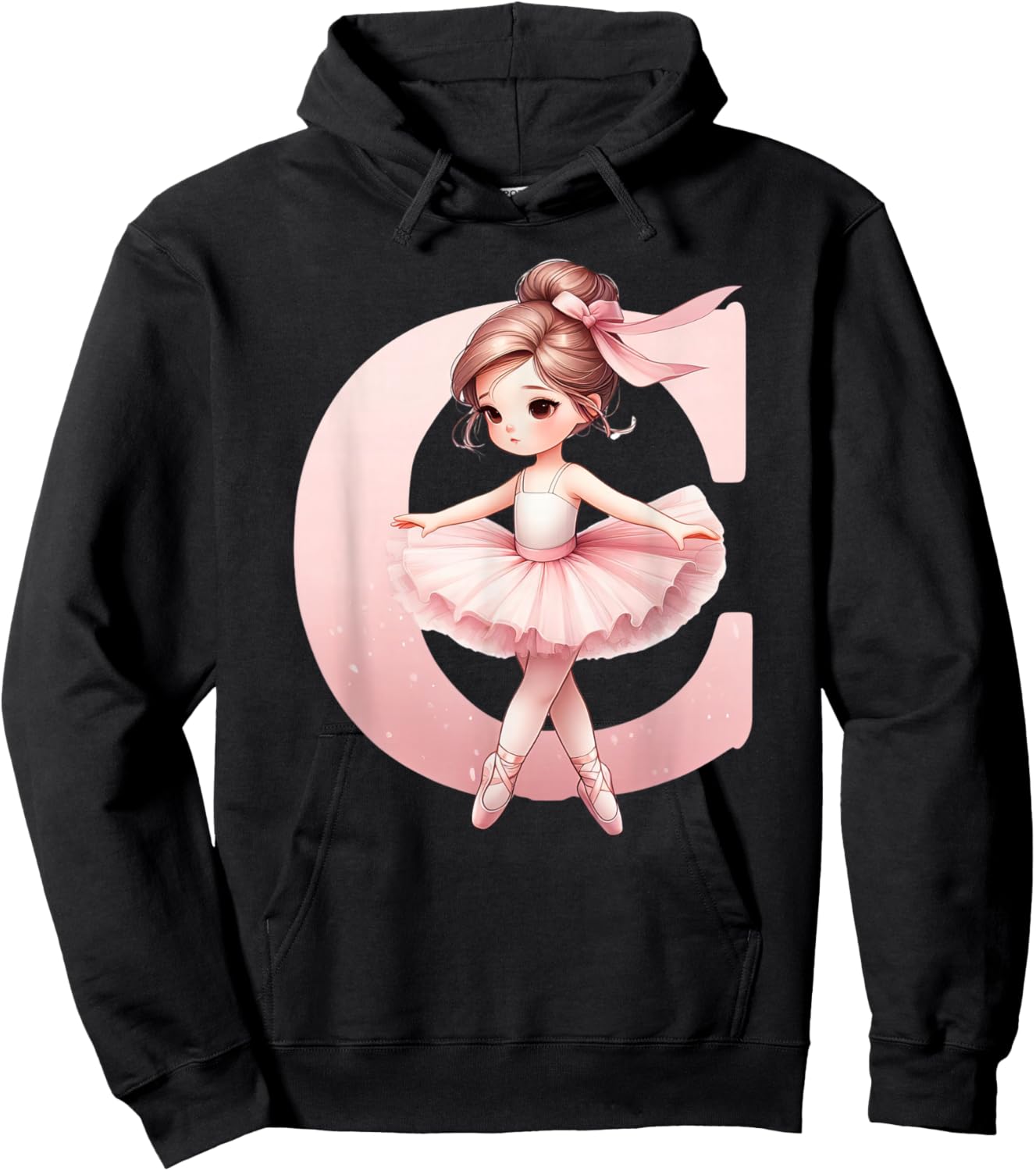 Ballerina Girl Dancing Name First Letter C Girly Tutu Ballet Hoodie - Hoodie | Black