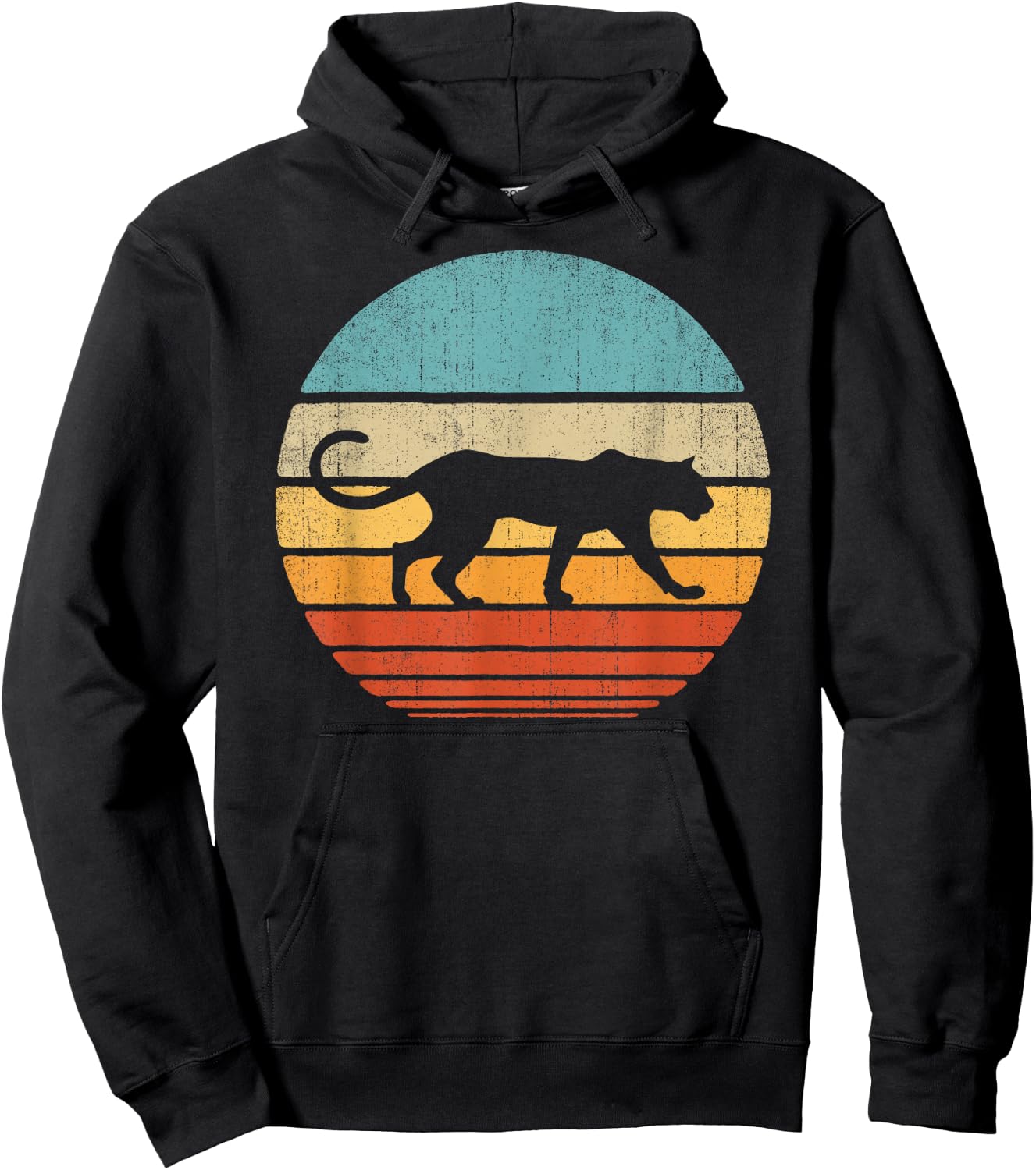 Cougar Retro Vintage 60s 70s Sunset Mammal Animal Men Women Hoodie - Hoodie | Black