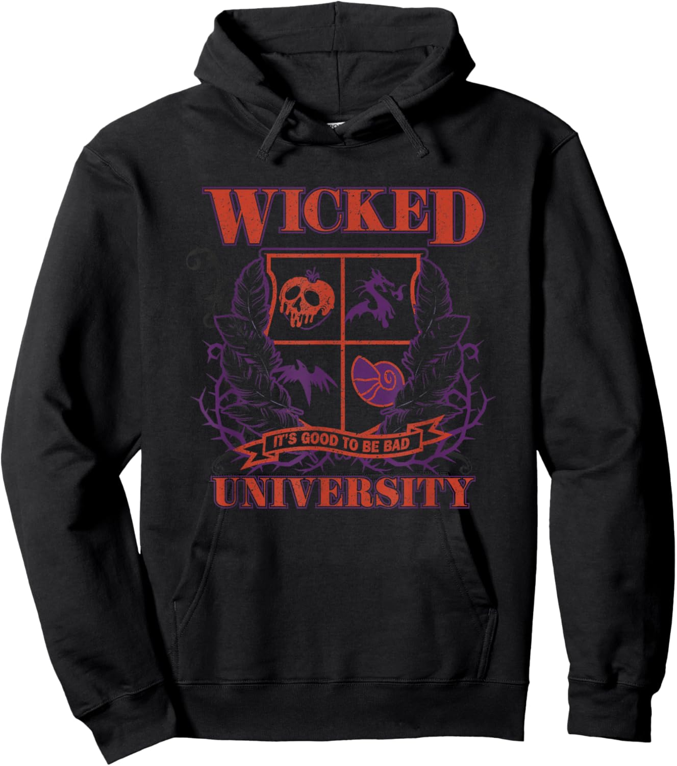 Disney Villains Wicked University Good To Be Bad Retro Logo Hoodie - Hoodie | Black