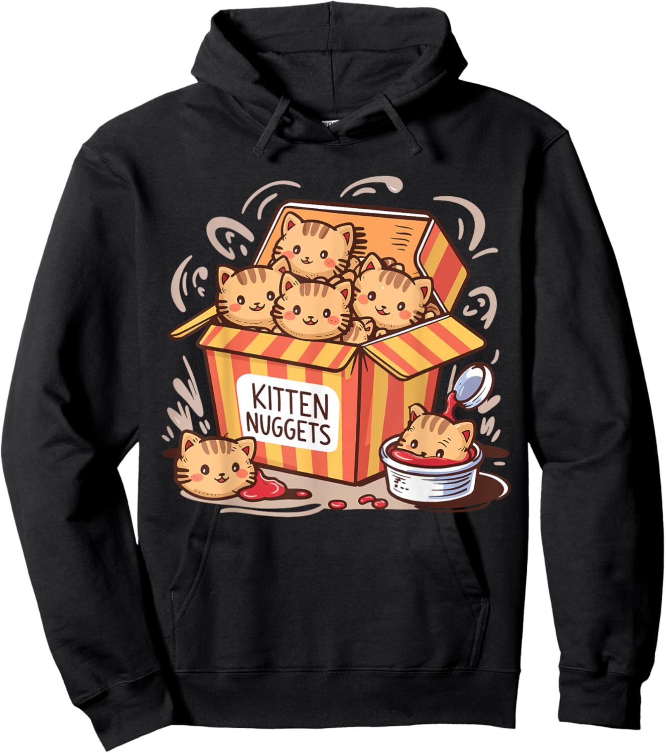 Kitten Nuggets Food Pun Cat Lover Chicken Nuggets Hoodie - Hoodie | Black