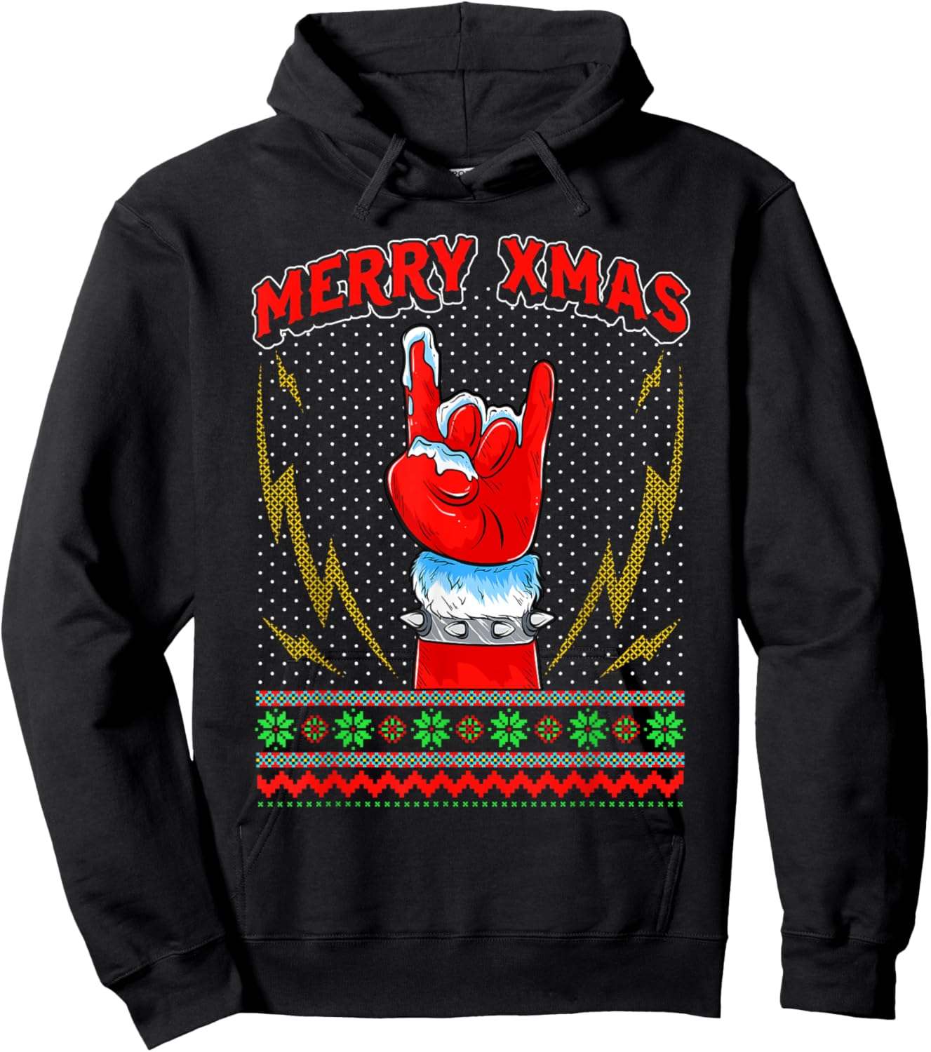 Heavy Metal and Rock Ugly Christmas Sweater Gift Hoodie - Hoodie | Black
