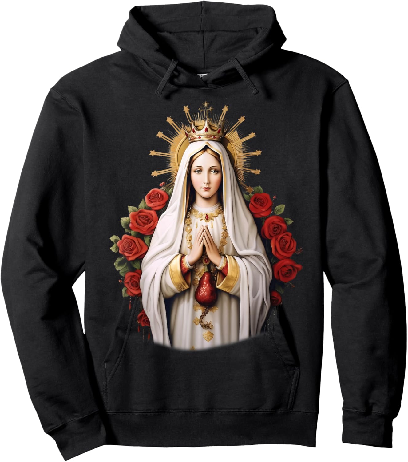 Our Lady of Fatima with Rosary Catholic Christian Faith Hoodie - Hoodie | Black