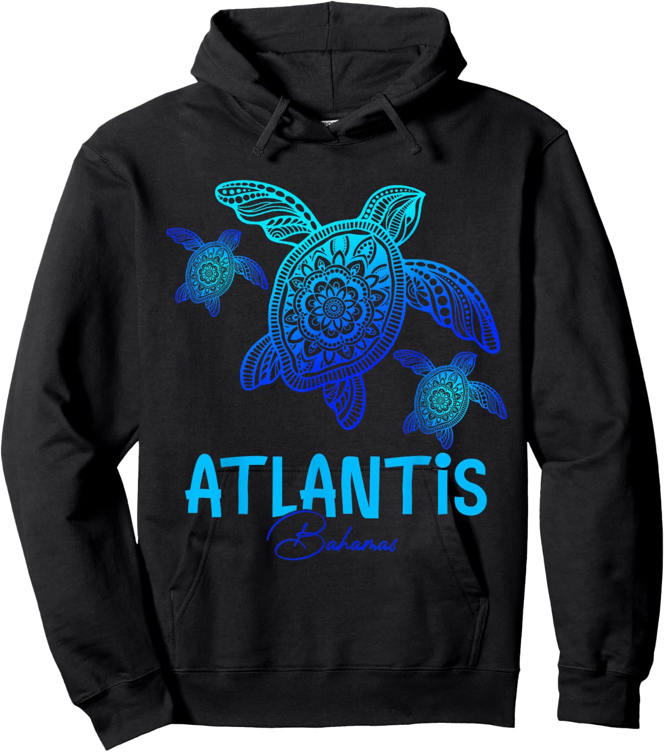 Atlantis Bahamas Vacation Tribal Sea Turtle Hoodie - Hoodie | Black