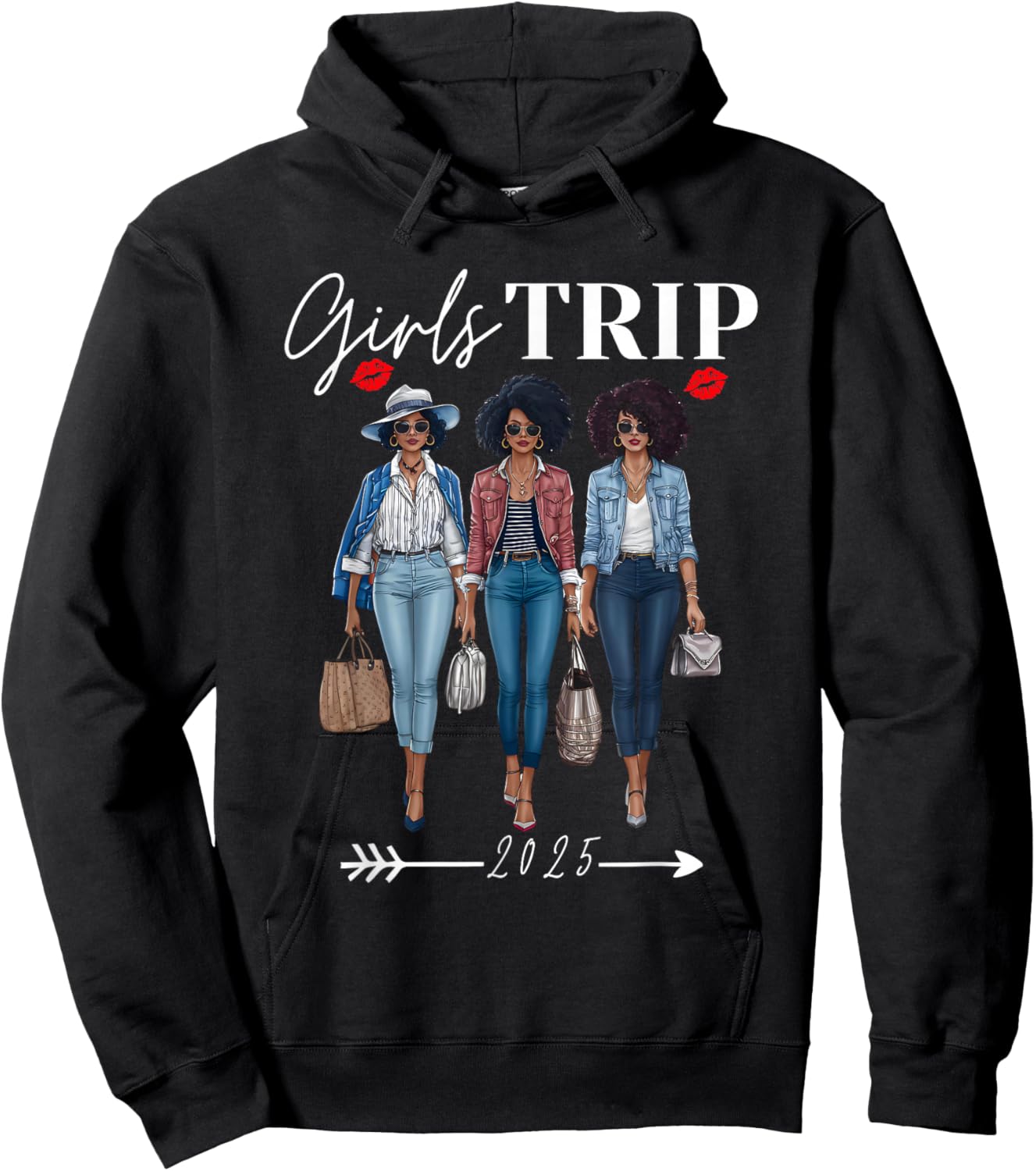 Girls Trip 2025 For Black Melanin Queen on Vacation Women Hoodie - Hoodie | Black