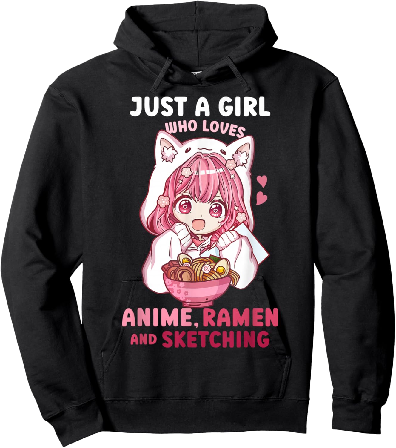 Anime Ramen Sketching Just a Girl Who Loves Anime Sketching Hoodie - Hoodie | Black