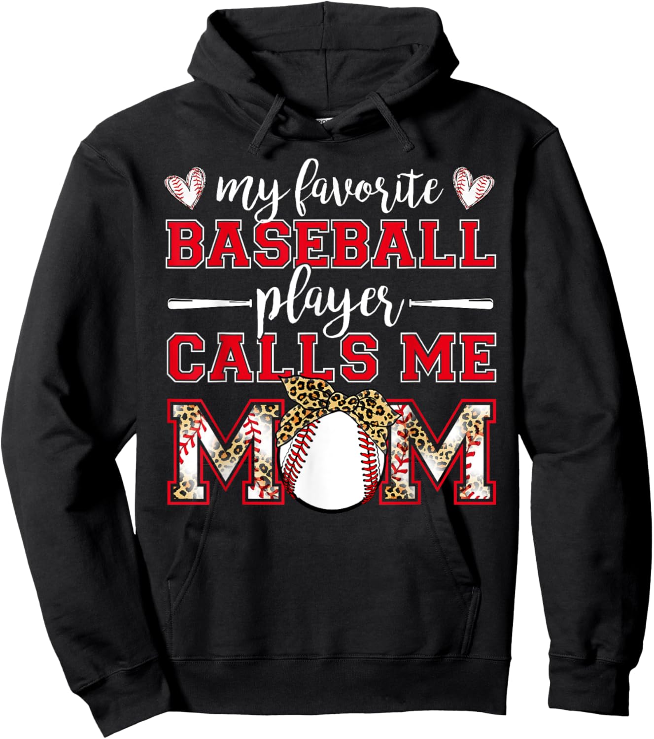 Baseball Mom Shirt My Favorite Baseball Player Calls Me Mom Hoodie - Hoodie | Black