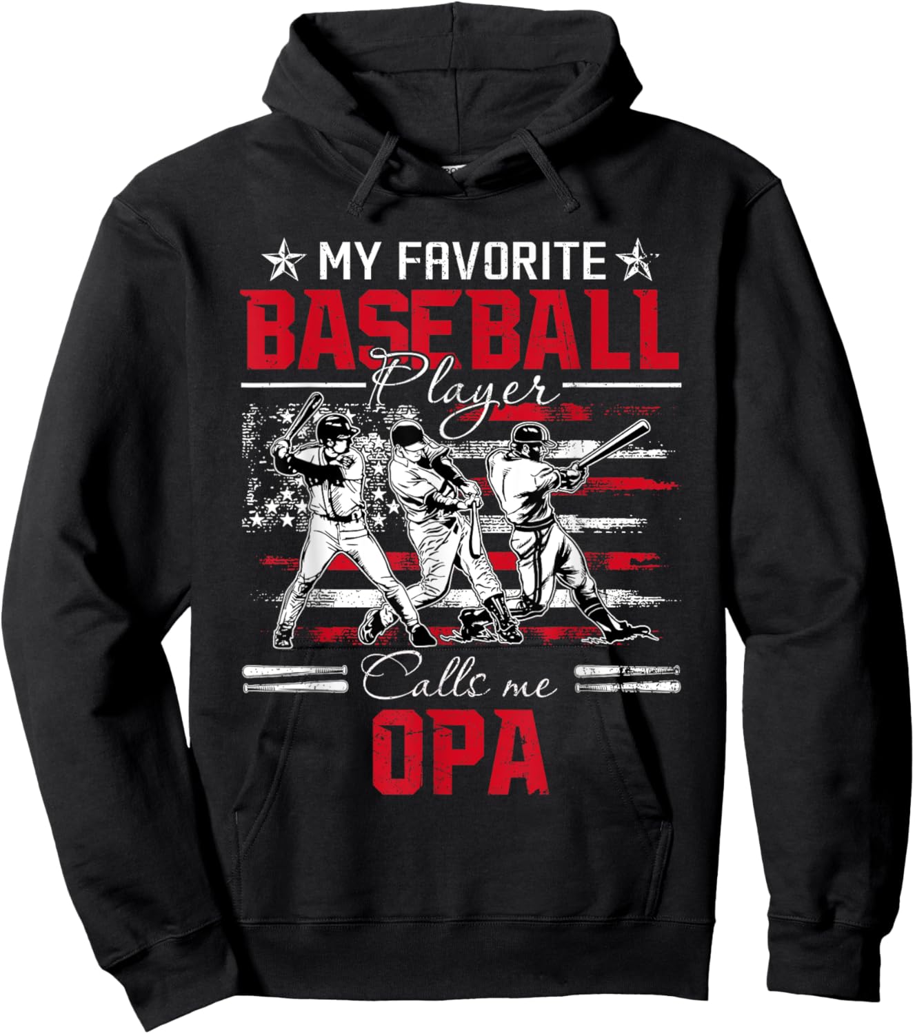 My Favorite Baseball Player Calls Me Opa American Flag Hoodie - Hoodie | Black
