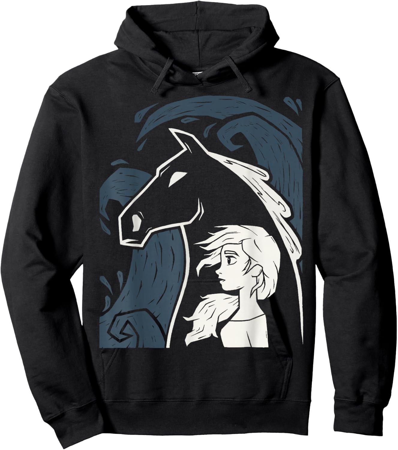 Disney Frozen 2 Elsa Water Horse Portrait Hoodie - Hoodie | Black