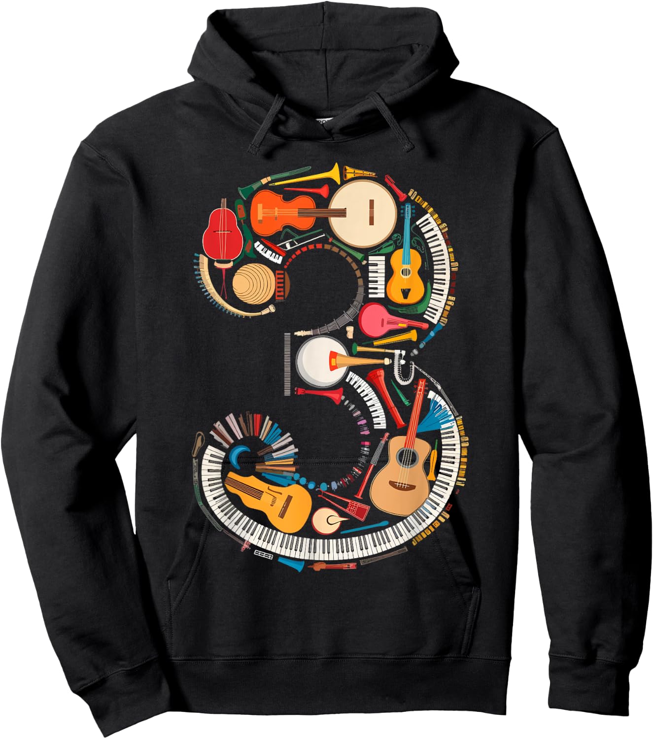 Musical Instruments Theme 3rd Birthday Musician Music Player Hoodie - Hoodie | Black