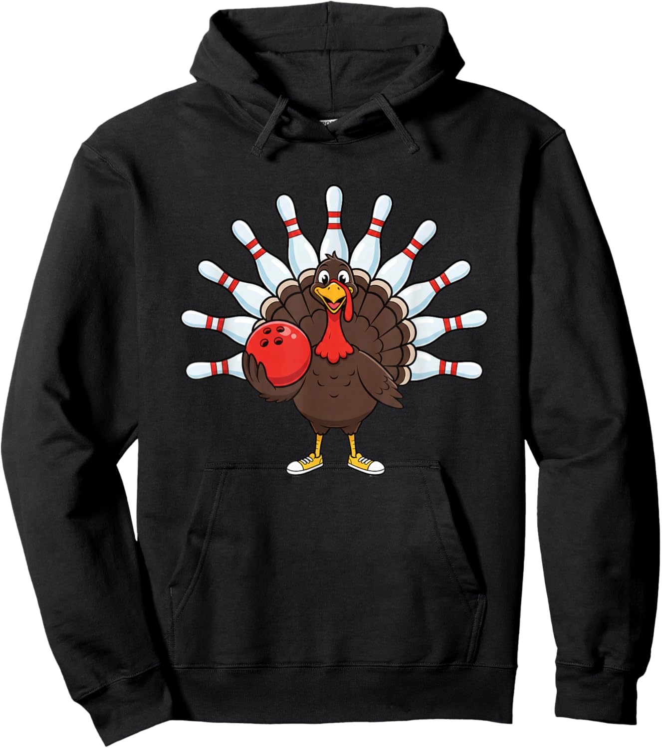 Bowling Turkey, Funny Thanksgiving & Friendsgiving Bowling Hoodie - Hoodie | Black