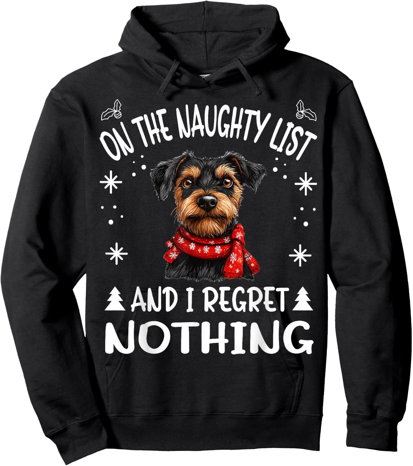 Cute Jagdterrier Dog Christmas On The Naughty List and I Women Hoodie - Hoodie | Black