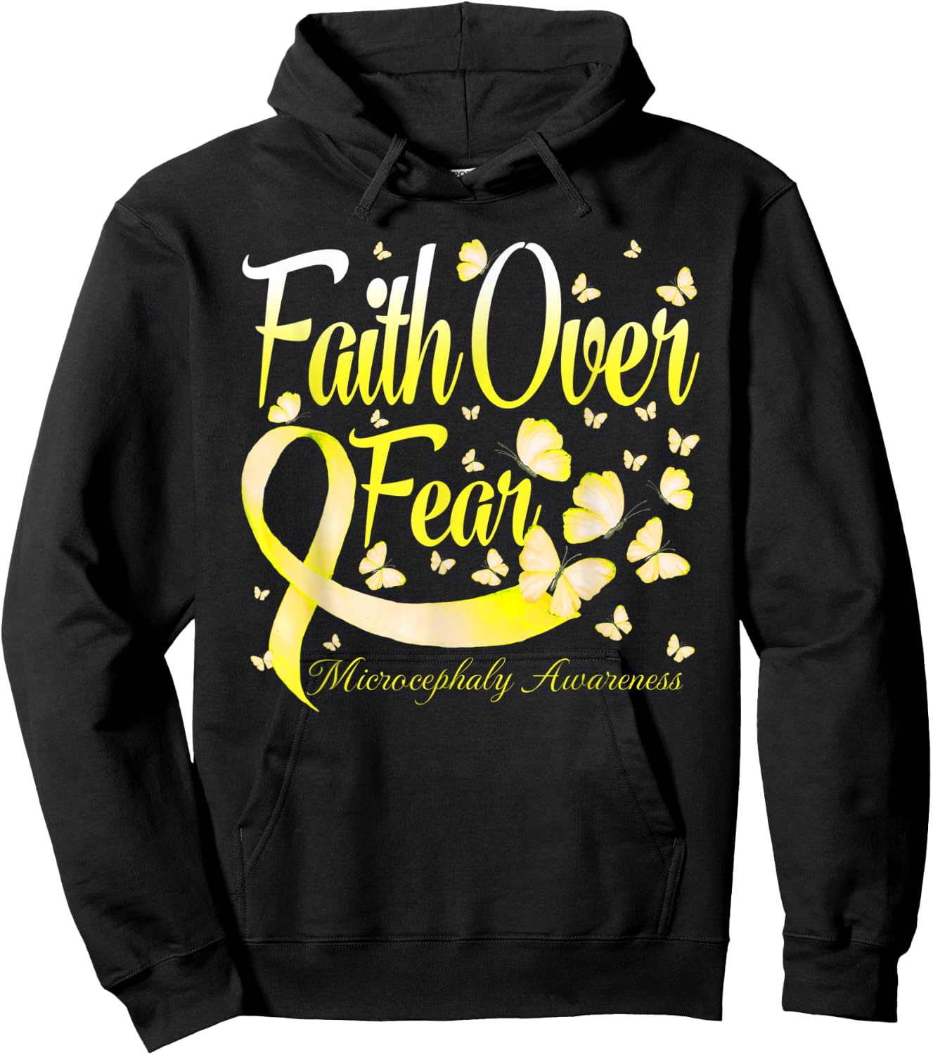 Faith Over Fear Microcephaly Awareness Butterfly Hoodie - Hoodie | Black