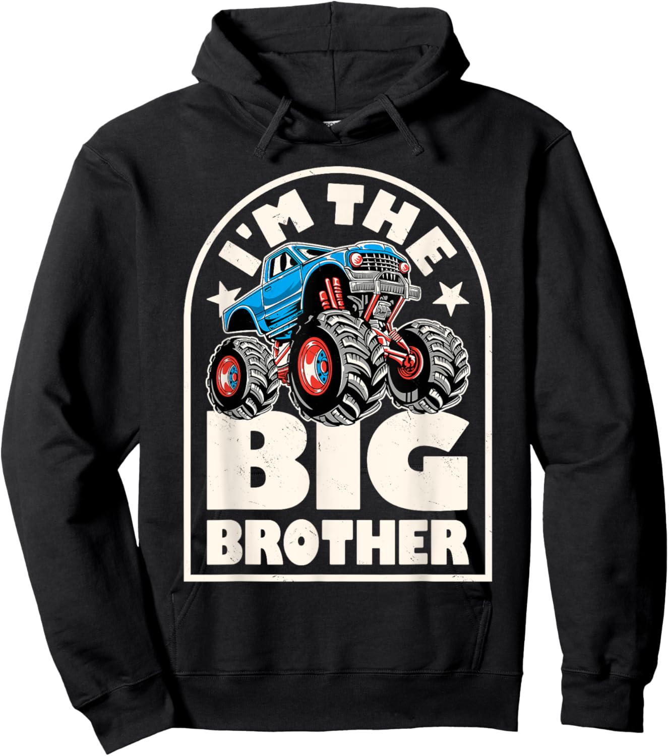 Monster Truck Brother Big Bro Family Matching Retro Racing Hoodie - Hoodie | Black