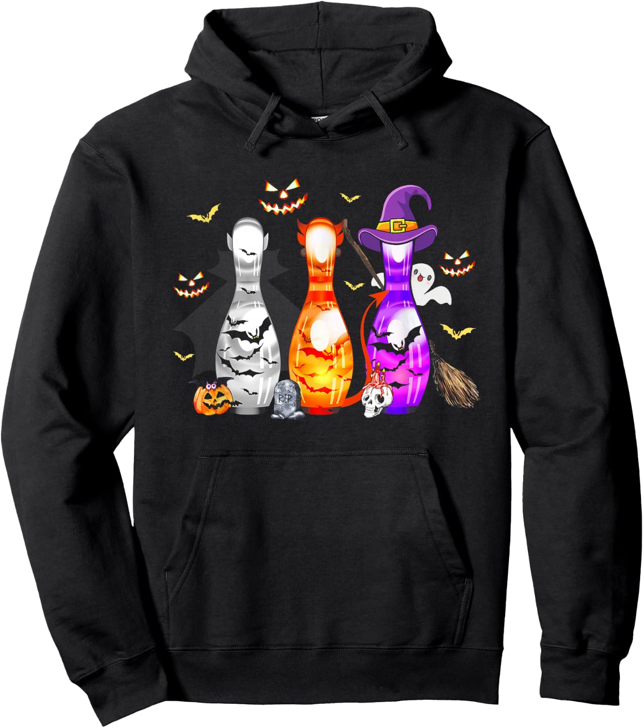Cute Bowling Pin Halloween Spooky Costume Hoodie - Hoodie | Black