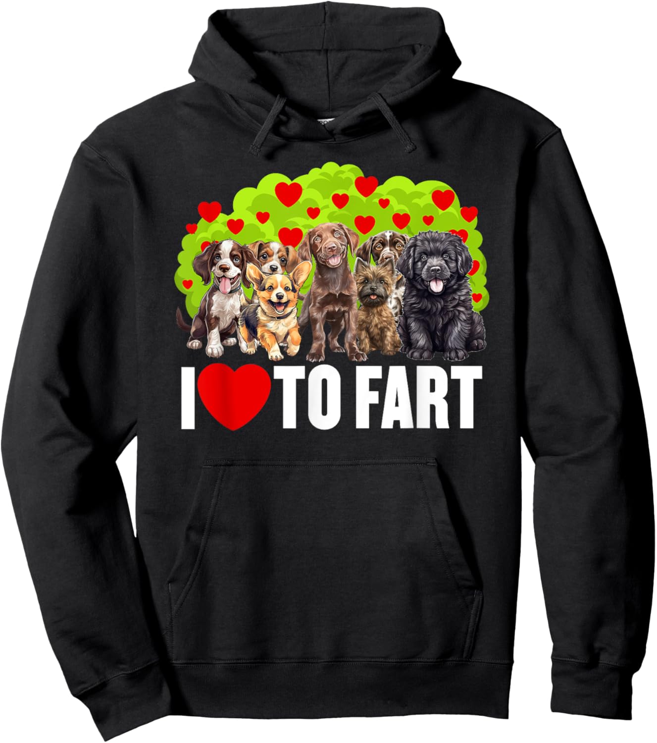 I Heart To Fart Shirt, I Love Dogs Shirt, Funny Fart Hoodie - Hoodie | Black