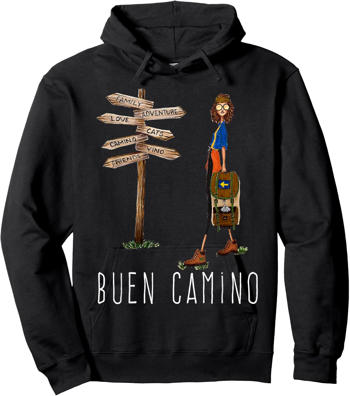 Buen Camino de Santiago Pilgrim Hiking Way of St. James Gift Hoodie - Hoodie | Black